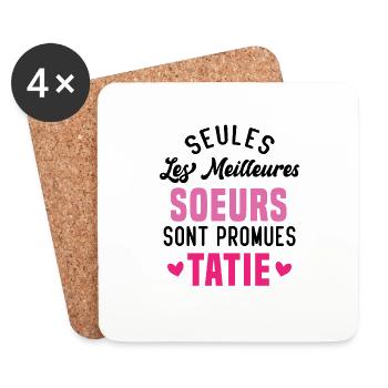 seules les meilleures soeurs sont promues tatie - Dessous de verre (lot de 4) - blanc - Devant