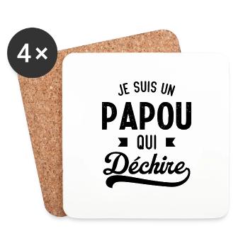 Je suis un papou qui déchire - Dessous de verre (lot de 4) - blanc - Devant
