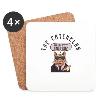 Catchelor Single Leben Katze Bachelor Party - Untersetzer (4er-Set) - Weiß - Vorne