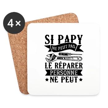 Si papy ne peut pas le réparer, personne ne peut - Dessous de verre (lot de 4) - blanc - Devant