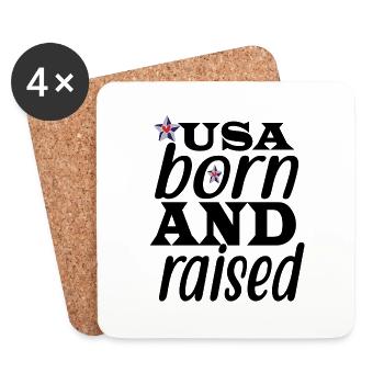 Usa né et élevé le 4 juillet - Dessous de verre (lot de 4) - blanc - Devant