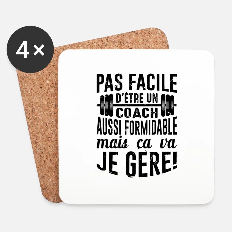 Sport Coach Idée Cadeau Anniversaire Motivation - Dessous de verre (lot de 4) - blanc