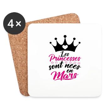 Les Princesses Sont Nées En Mars - Dessous de verre (lot de 4) - blanc - Devant