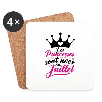 Les Princesses Sont Nées En Juillet - Dessous de verre (lot de 4) - blanc - Devant
