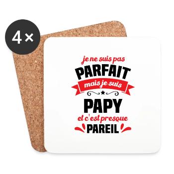 Je suis un super papy et c'est presque pareil - Dessous de verre (lot de 4) - blanc - Devant