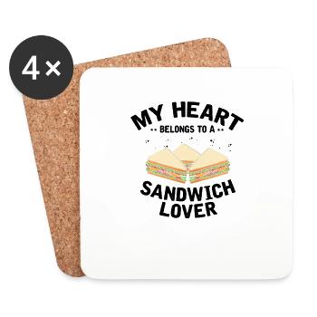 My heart belongs to sandwich lover gift - Coasters (set of 4) - white - Front