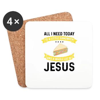 Jesus and Sandwich God Christ Christian - Coasters (set of 4) - white - Front