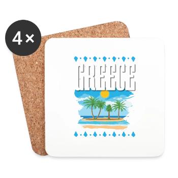Grèce - Dessous de verre (lot de 4) - blanc - Devant
