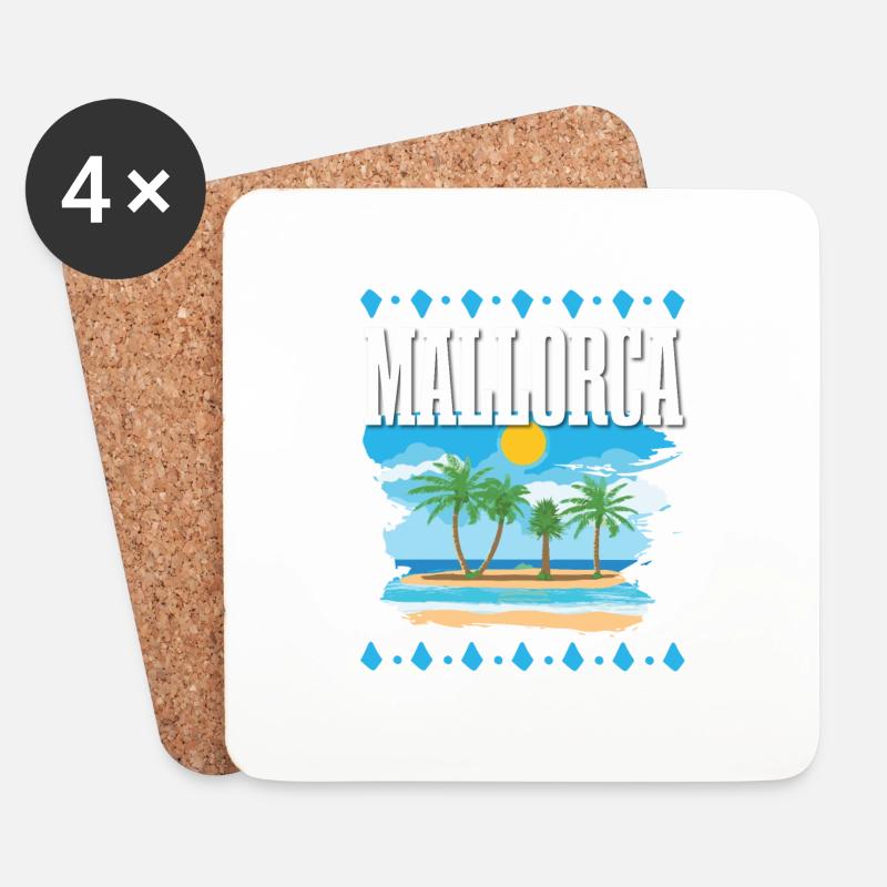 Mallorca - Untersetzer (4er-Set) - Weiß
