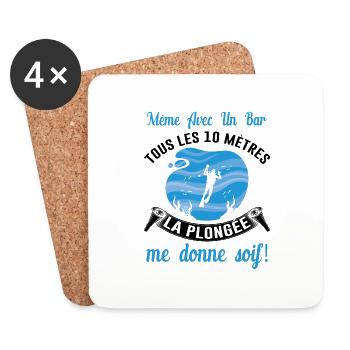 Plongée Sous Marine Mer Idée Cadeau Plongeur Océan - Dessous de verre (lot de 4) - blanc - Devant