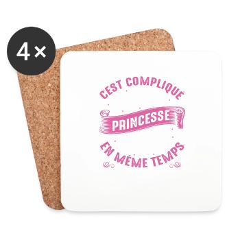 Enceinte Princesse Idée Cadeau Maman Cool Amour - Dessous de verre (lot de 4) - blanc - Devant