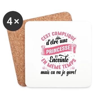 Enceinte Princesse Idée Cadeau Maman Cool Amour - Dessous de verre (lot de 4) - blanc - Devant