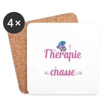 Ma Thérapie C'est La Chasse Aux Champignons Cadeau - Dessous de verre (lot de 4) - blanc - Devant