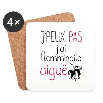 Je peux pas j'ai flemmingite aigüe cadeau humour - Dessous de verre (lot de 4) - blanc - Devant