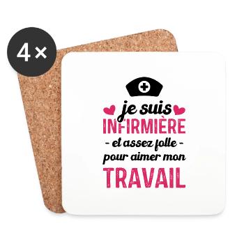 Je suis infirmière, et aimer mon travail - Dessous de verre (lot de 4) - blanc - Devant