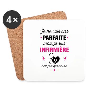Je ne suis pas parfaite mais je suis infirmière - Dessous de verre (lot de 4) - blanc - Devant