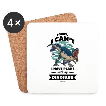 Désolé, je ne peux pas avoir de plans avec mon dinosaure - Dessous de verre (lot de 4) - blanc - Devant