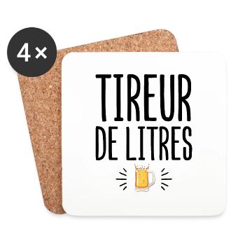 Tireur de litres cadeau humour alcool bière homme - Dessous de verre (lot de 4) - blanc - Devant