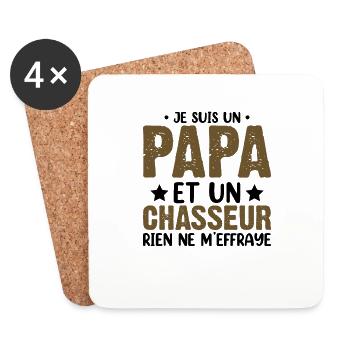 Je Suis Un Papa Et Un Chasseur Chasser Cadeau Noël - Dessous de verre (lot de 4) - blanc - Devant