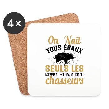 Les Meilleurs Deviennent Chasseurs Chasser Cadeau - Dessous de verre (lot de 4) - blanc - Devant