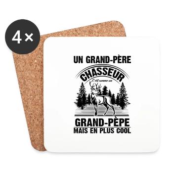 Grand-père Chasseur Chasser Cadeau Fête Des Pères - Dessous de verre (lot de 4) - blanc - Devant