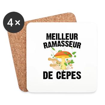 Meilleur Ramasseur De Cèpes Champignon Cadeau Cèpe - Dessous de verre (lot de 4) - blanc - Devant