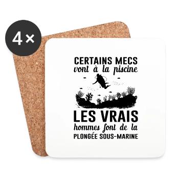 Les Vrais Hommes Font De La Plongée Sous-marine - Dessous de verre (lot de 4) - blanc - Devant