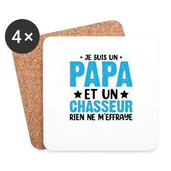 Je Suis Un Papa Et Un Chasseur Chasser Cadeau Noël - Dessous de verre (lot de 4) - blanc - Devant