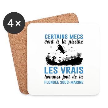 Les Vrais Hommes Font De La Plongée Sous-marine - Dessous de verre (lot de 4) - blanc - Devant