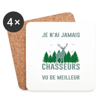 Chasser Fête Des Pères Idée Cadeau Papa Noël Cerf - Dessous de verre (lot de 4) - blanc - Devant