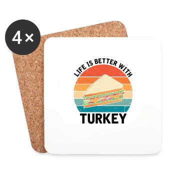 Food Love Sandwich Baguette Ketchup - Coasters (set of 4) - white - Front