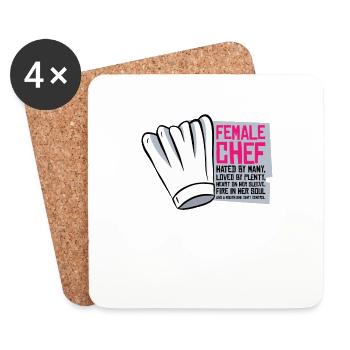 Female Chef Cooking Meals Food Lover - Coasters (set of 4) - white - Front