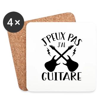 Je Peux Pas J'ai Guitare - Dessous de verre (lot de 4) - blanc - Devant
