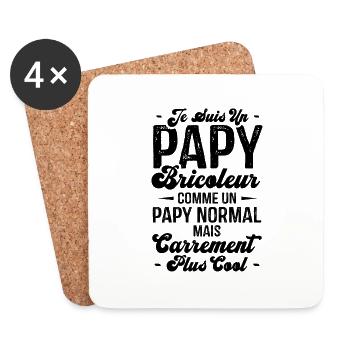 Papy bricoleur comme un papy normal - Dessous de verre (lot de 4) - blanc - Devant