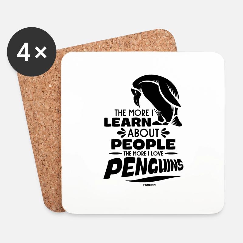 The More I Learn About People The More I Like Peng - Untersetzer (4er-Set) - Weiß