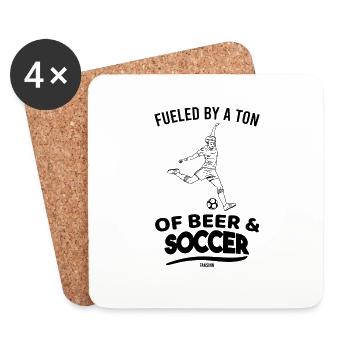 Match de football Cadeau à la bière de la fête des pères - Dessous de verre (lot de 4) - blanc - Devant