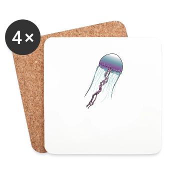 Marine Biology Jellyfish Ocean Whale Crab Squid - Coasters (set of 4) - white - Front