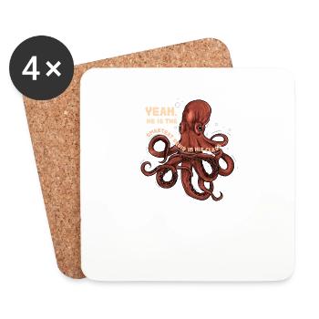 Marine Biology Jellyfish Ocean Whale Crab Squid - Coasters (set of 4) - white - Front