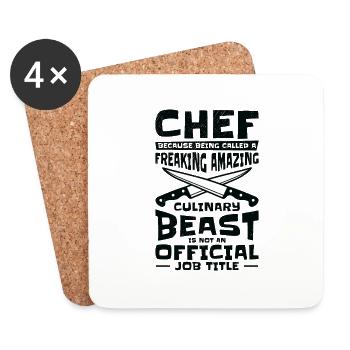 Chef Beast Kulinarische Kunst Kochen Backen - Untersetzer (4er-Set) - Weiß - Vorne