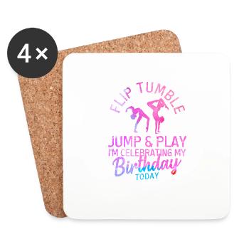 Flip Tumble Jump Game Gymnastics Birthday Gymnast - Coasters (set of 4) - white - Front