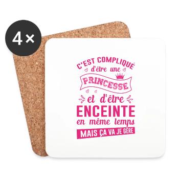 Princesse Et Enceinte Maman Cadeau Fête Des Mères - Dessous de verre (lot de 4) - blanc - Devant