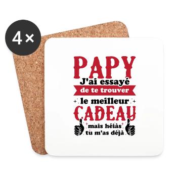 Cadeau Grand Père Papy Personnalisé Anniversaire - Dessous de verre (lot de 4) - blanc - Devant
