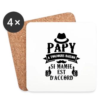 Papy A Toujours Raison Si Mamy Est D'accord - Dessous de verre (lot de 4) - blanc - Devant