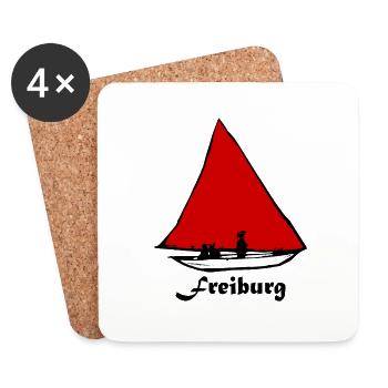 Bächleboot Rot in Freiburg Ernst Ludwig Kirchner - Coasters (set of 4) - white - Front
