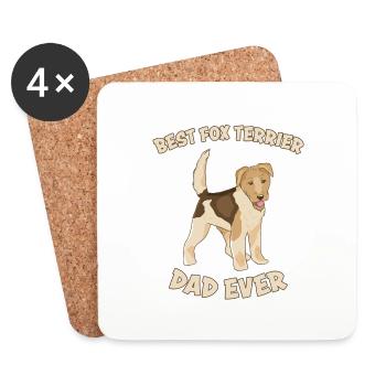Fox Terrier Dad Hund Spruch Foxterrier Geschenk - Untersetzer (4er-Set) - Weiß - Vorne