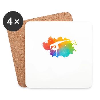 Gymnastics Rainbow Colors Acrobatics Akro Turner - Coasters (set of 4) - white - Front