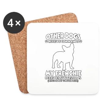 Drôle de motif de dressage de chien Français Bulldog - Dessous de verre (lot de 4) - blanc - Devant
