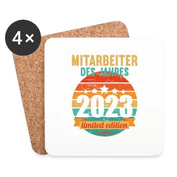 Mitarbeiter des Jahres 2023 - Untersetzer (4er-Set) - Weiß - Vorne