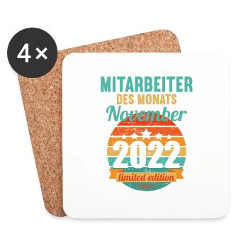 Mitarbeiter des Monats November 2022 - Untersetzer (4er-Set) - Weiß - Vorne