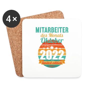 Mitarbeiter des Monats Oktober 2022 - Untersetzer (4er-Set) - Weiß - Vorne